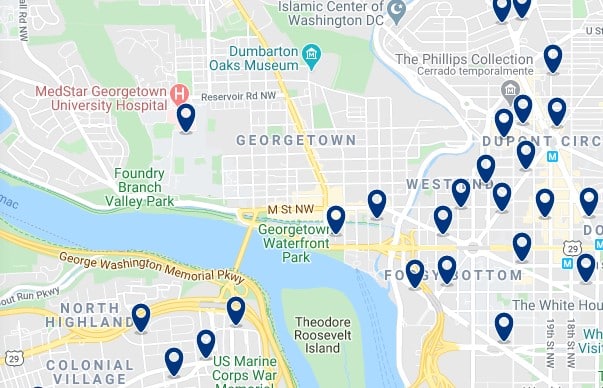 Alojamiento en Georgetown - Clica sobre el mapa para ver todo el alojamiento en esta zona