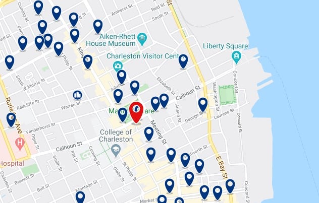 Alojamiento en Historic District & French Quarter - Clica sobre el mapa para ver todo el alojamiento en esta zona