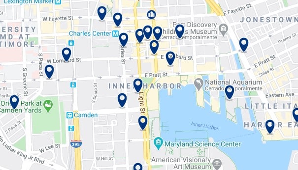 Alojamiento en Inner Harbor - Clica sobre el mapa para ver todo el alojamiento en esta zona