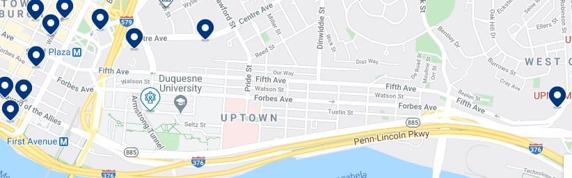 Alojamiento en Uptown Pittsburgh - Haz clic para ver todos el alojamiento disponible en esta zona