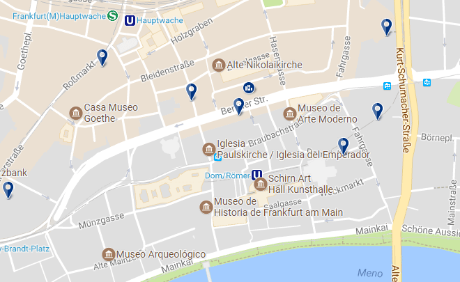 Alojamiento en Frankfurt - Zentrum Altstadt - Clica sobre el mapa para ver todo el alojamiento en esta zona