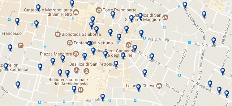 Alojamiento en el Centro Storico de Bologna - Clica sobre el mapa para ver todo el alojamiento en esta zona