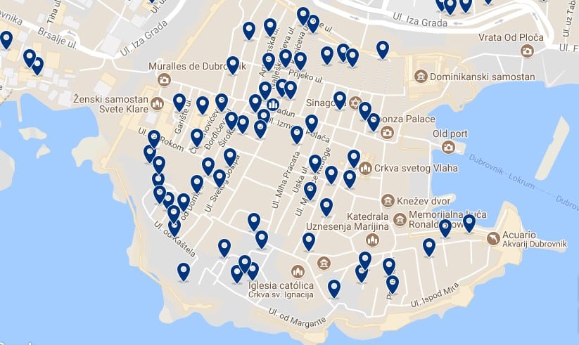 Ciudad Vieja de Dubrovnik - Clica sobre el mapa para ver todo el alojamiento en esta zona