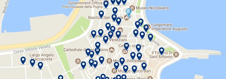 Alojamiento en Bari Vecchia - Clica sobre el mapa para ver todo el alojamiento en esta zona