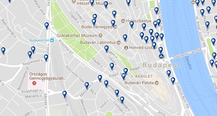 Alojamiento en Budavár - Clica sobre el mapa para ver todo el alojamiento en esta zona
