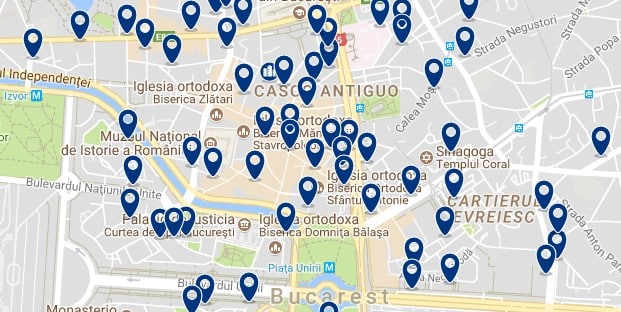 Alojamiento en Bucarest – Casco Antiguo – Clica sobre el mapa para ver todo el alojamiento en esta zona