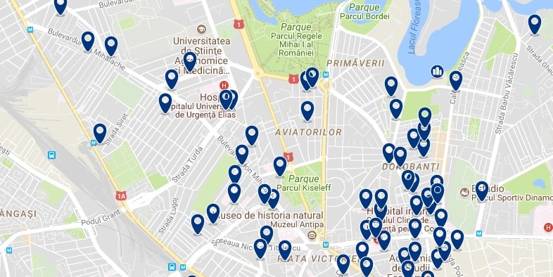 Accommodation in Bucharest – North – Click on the map to see all available accommodation in this area