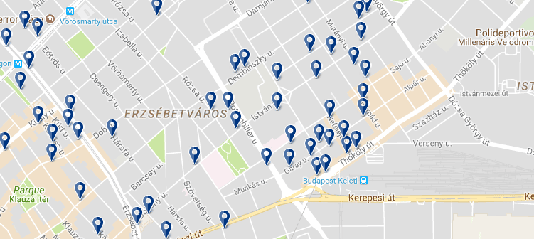 Alojamiento en Erzsébetváros - Clica sobre el mapa para ver todo el alojamiento en esta zona