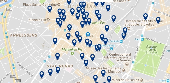 Alojamiento en el Centro Histórico de Bruselas - Clica sobre el mapa para ver todo el alojamiento en esta zona.png
