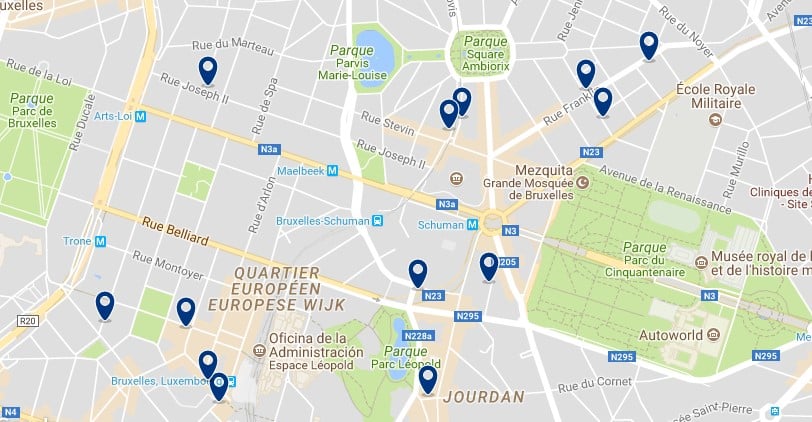 Alojamiento en el European Quarter - Clica sobre el mapa para ver todo el alojamiento en esta zona