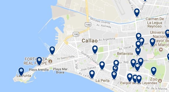 Alojamiento en Callao - Clica sobre el mapa para ver todo el alojamiento en esta zona