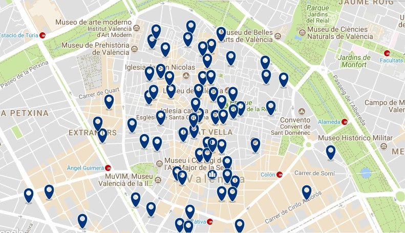 Accommodation in Ciutat Vella - Click on the map to see all available accommodation in this area
