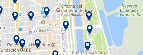 Alojamiento en Puerto Madero - Clica sobre el mapa para ver todo el alojamiento en esta zona