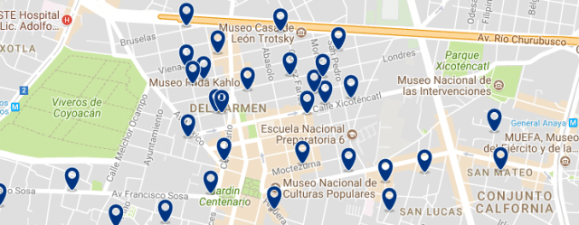 Mexico City - Coyoacán - Click on the map to see all available accommodation in this area