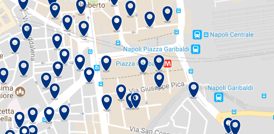 Hotels near Naples Central Station - Click on the map to see all available accommodation in this area