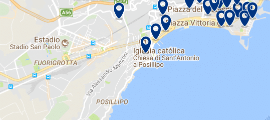 Alojamiento en Posillipo - Clica sobre el mapa para ver todo el alojamiento en esta zona