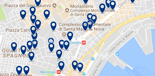 Alojamiento cerca del Puerto de Nápoles - Clica sobre el mapa para ver todo el alojamiento en esta zona