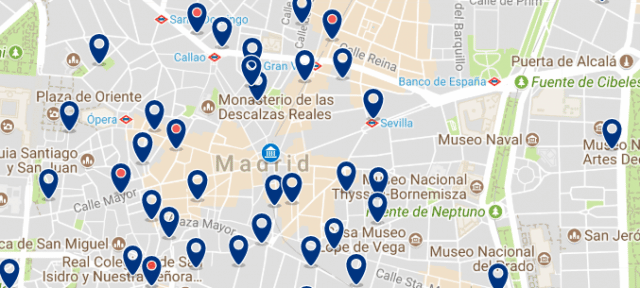 Alojamiento cerca de la Puerta del Sol - Clica sobre el mapa para ver todo el alojamiento en esta zona