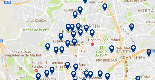 Accommodation in Chamartín - Click on the map to see all available accommodation in this area