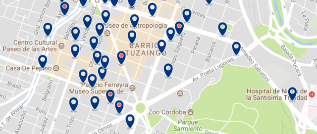 Alojamiento en Nueva Córdoba - Clica sobre el mapa para ver todo el alojamiento en esta zona