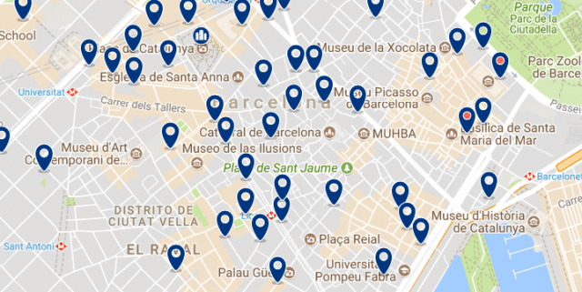 Alojamiento en el Barrio Gótico - Clica sobre el mapa para ver todo el alojamiento en esta zona
