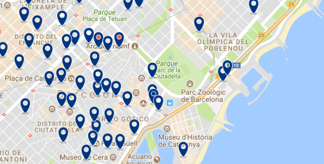 Accommodation in Barceloneta - Click on the map to see all available accommodation in this area