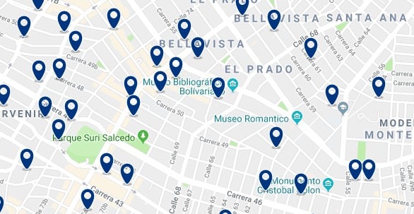 Accommodation in El Prado - Click on the map to see all available accommodation