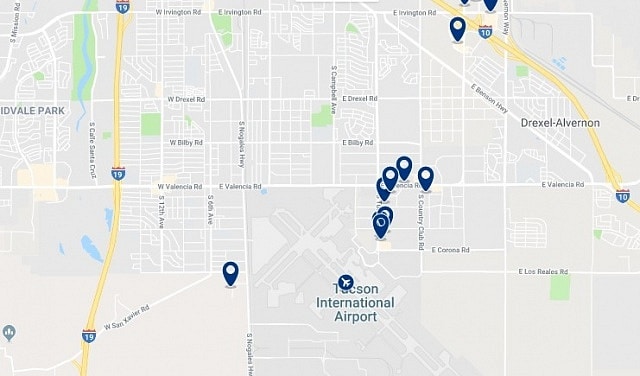 Accommodation near Tucson International Airport - Click on the map to see all available accommodation in this area
