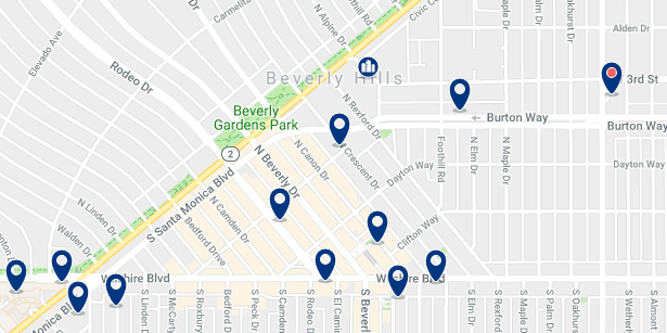 Accommodation in Beverly Hills – Click on the map to see all available accommodation in this area