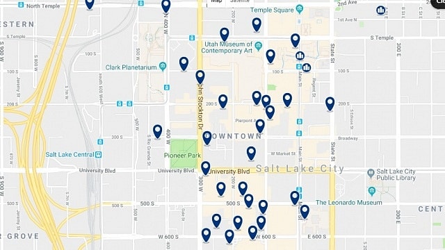 Accommodation in Downtown SLC - Click on the map to see all accommodation in this area
