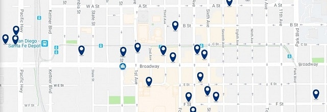 Accommodation in Downtown San Diego - Click on the map to see all available accommodation in this area
