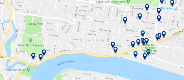 Alojamiento en Hamilton - Clica sobre el mapa para ver todo el alojamiento en esta zona