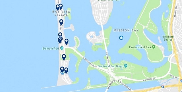 Alojamiento en Mission Beach - Haz clic para ver todo el alojamiento disponible en esta zona