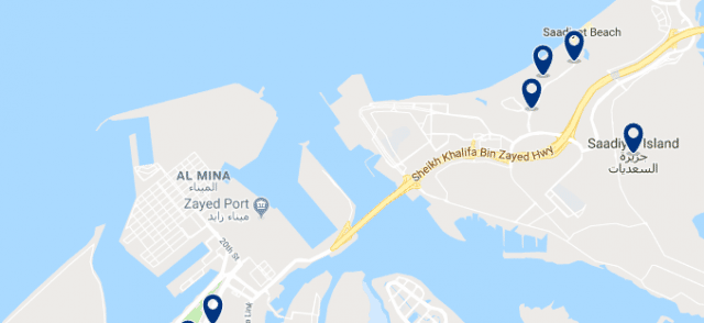 Alojamiento en Saadiyat Island - Clica sobre el mapa para ver todo el alojamiento en esta zona
