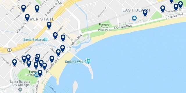 Accommodation in Santa Barbara Beach - Click on the map to see all available accommodation in this area