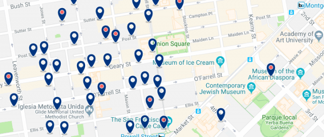 Alojamiento en Union Square - Clica sobre el mapa para ver todo el alojamiento en esta zona