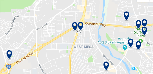 Accommodation in West Albuquerque – Click on the map to see all available accommodation in this area