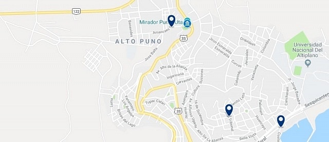 Accommodation in Alto Puno - Click on the map to see all accommodation in this area