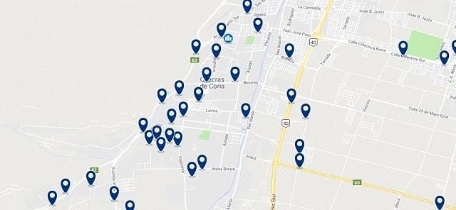Accommodation in Chacras de Coria - Click on the map to see all available accommodation in this area
