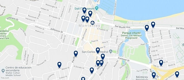 Accommodation in Downtown Monterey - Click on the map to see all available accommodation in this area