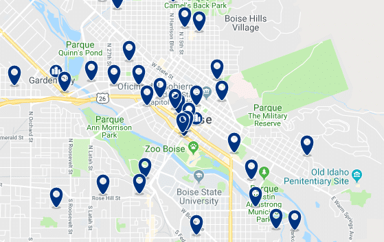 Accommodation in Downtown – Click on the map to see all available accommodation in this area