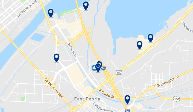 Accommodation in East Peoria – Click on the map to see all available accommodation in this area