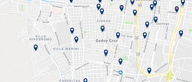 Accommodation in Godoy Cruz - Click on the map to see all available accommodation in this area