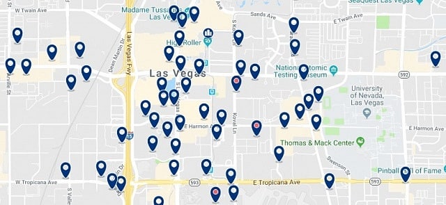 Accommodation in Las Vegas Strip - Click on the map to see all available accommodation in this area