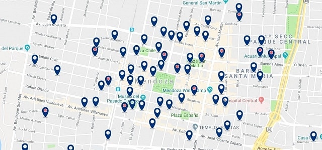 Accommodation in Mendoza Centro - Click on the map to see all available accommodation in this area