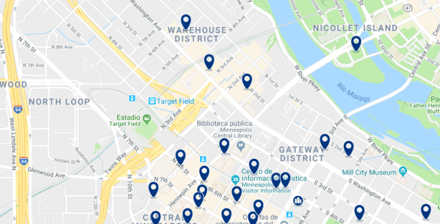 Alojamiento en Warehouse District- Clica sobre el mapa para ver todo el alojamiento en esta zona