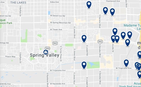 Accommodation in West of Las Vegas Strip - Click on the map to see all available accommodation in this area