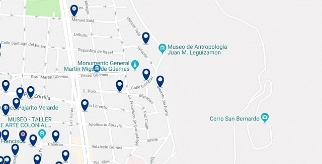 Accommodation near the Monument to Güemes - Click on the map to see all available accommodation in this area