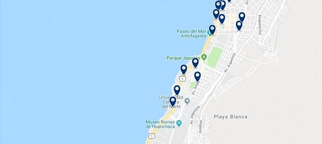 Accommodation in Antofagasta Sur - Click on the map to see all accommodation in this area