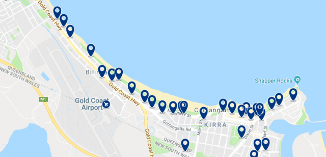 Accommodation in Coolangatta – Click on the map to see all accommodation in this area